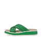 Grüne Rieker Damen Pantoletten W0802-52 mit ultra leichter und dämpfender Sohle. Schuh Außenseite.