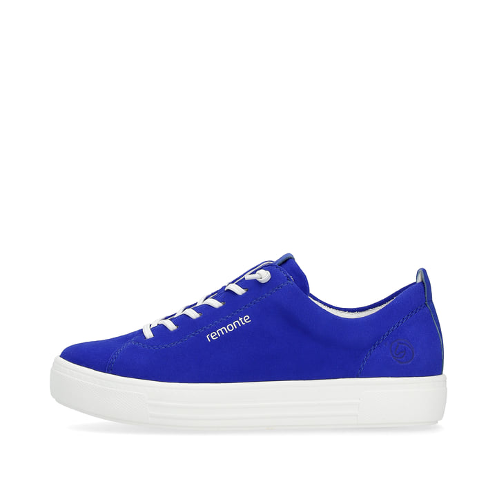 Blaue remonte Damen Sneaker D0913-14 mit Schnürung sowie Komfortweite G. Schuh Außenseite.