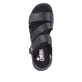 Schwarze Rieker Damen Riemchensandalen V2301-00 mit einem Klettverschluss. Schuh von oben.