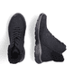 Schwarze Rieker Damen Schnürstiefel M5011-00 mit flexibler Sohle. Schuh von oben, liegend.
