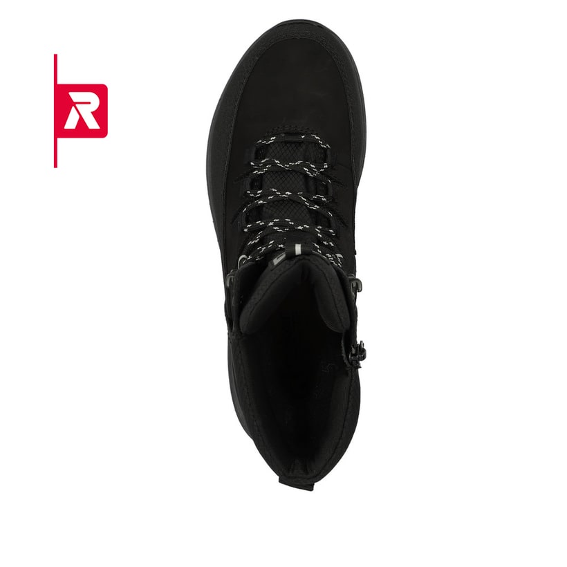 Schwarze Rieker EVOLUTION Herren Stiefel U0171-00 mit einer Fiber-Grip Sohle. Schuh von oben.