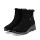 Schwarze remonte Damen Kurzstiefel D0T76-00 mit wasserabweisender TEX-Membran. Schuhpaar seitlich schräg.