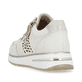 Cremeweiße remonte Damen Sneaker D1G00-81 mit einem Reißverschluss. Schuh von hinten.