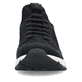 Schwarze Rieker Damen Slipper 48157-00 mit Gummischnürung sowie Komfortweite G. Schuh von vorne.