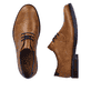 
Nougatbraune Rieker Herren Schnürschuhe 10316-24 mit Schnürung sowie einer Profilsohle. Schuhpaar von oben.