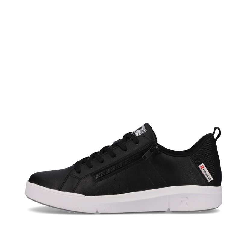 Schwarze Rieker Damen Sneaker Low 41906-00 mit einer flexiblen Sohle. Schuh Außenseite.