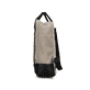 Rieker Damen Rucksack H1530-62 in Sandbeige-Schwarz aus Kunstleder mit Reißverschluss. Rucksack linksseitig.