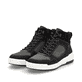 Schwarze Rieker Herren Sneaker High U0073-00 mit wasserabweisender TEX-Membran. Schuhpaar seitlich schräg.