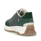 Grüne Rieker Damen Sneaker Low W1306-54 mit abriebfester Sohle sowie Schnürung. Schuh von hinten.