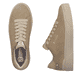 Beige Rieker EVOLUTION Damen Sneaker W0704-20 mit Schnürung sowie einer Plateausohle. Schuhpaar von oben.