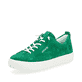 Grüne remonte Damen Sneaker D0913-52 mit Schnürung sowie Komfortweite G. Schuh seitlich schräg.