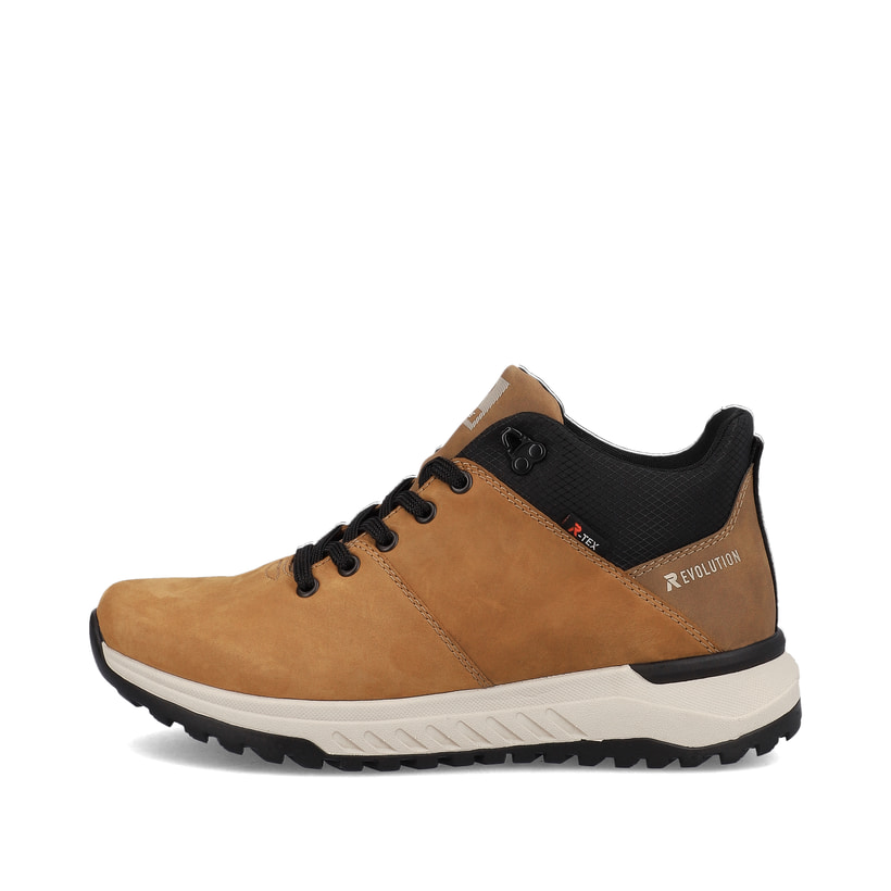Braune Rieker Herren Sneaker High U0163-68 mit wasserabweisender TEX-Membran. Schuh Außenseite.