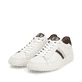 Weiße Rieker Herren Sneaker Low U0705-80 mit TR-Sohle mit weichem EVA-Inlet. Schuhpaar seitlich schräg.