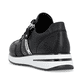 Schwarze remonte Damen Sneaker D1G02-02 mit einem Reißverschluss. Schuh von hinten.