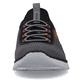 Anthrazitfarbene Rieker Herren Slipper B7753-42 mit einer Gummischnürung. Schuh von vorne.