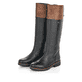 
Nachtschwarze remonte Damen Hochschaftstiefel R6581-02 mit einer Profilsohle. Schuhpaar schräg.