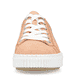 Orangene Rieker Damen Sneaker Low M3901-38 mit einer Schnürung sowie Löcheroptik. Schuh von vorne.