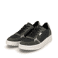 Schwarze Rieker Herren Sneaker Low U0403-01 mit einer abriebfesten Sohle. Schuhpaar seitlich schräg.
