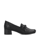 Schwarze Rieker Damen Loafer 41660-00 mit Elastikeinsatz sowie stylischer Kette. Schuh Innenseite.