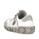 Weiße Rieker Damen Slipper L0355-80 mit einem Reißverschluss sowie Löcheroptik. Schuh von hinten.