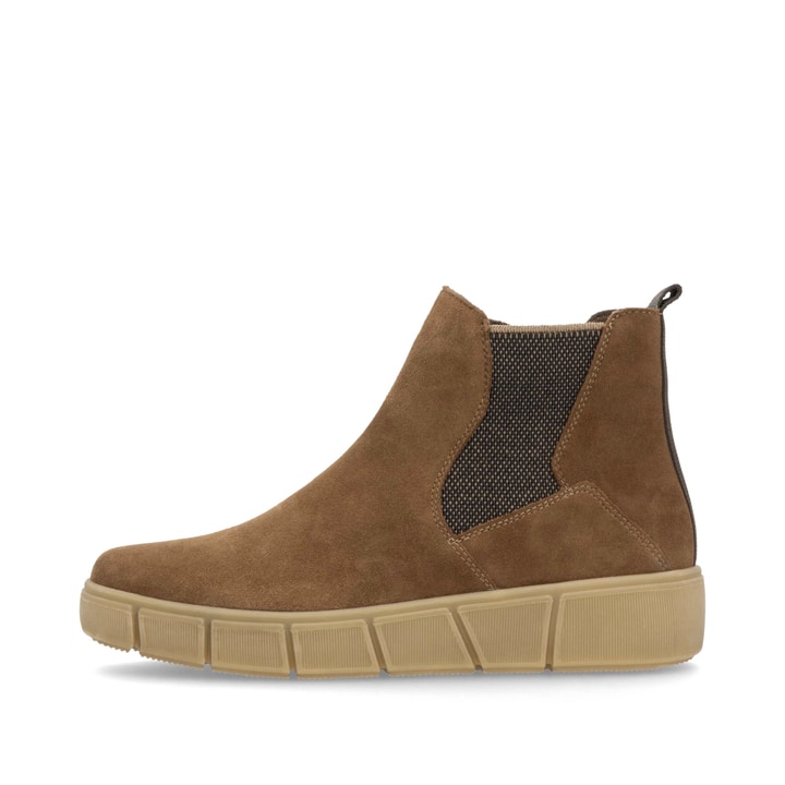 Braune remonte Chelsea Boots D1T71-24 mit Reißverschluss sowie Komfortweite G. Schuh Außenseite.