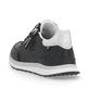 Schwarze Rieker Damen Sneaker Low 42505-00 mit flexibler Sohle. Schuh von hinten.