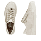 Weiße Rieker Damen Sneaker Low N4914-80 mit einem Reißverschluss. Schuh von oben, liegend.