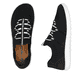 Schwarze Rieker Damen Slipper 52854-00 mit ultra leichter Sohle sowie Gummizug. Schuh von oben, liegend.