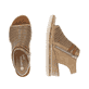 Bronzene remonte Keilsandaletten D3075-90 mit Reißverschluss sowie Löcheroptik. Schuh von oben, liegend.
