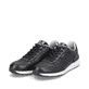 Schwarze Rieker Herren Sneaker Low 07605-00 mit flexibler Sohle. Schuhpaar seitlich schräg.