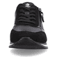 
Nachtschwarze remonte Damen Sneaker D0H01-01 mit Schnürung und Reißverschluss. Schuh von vorne.