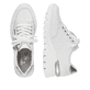 Weiße Rieker Damen Sneaker Low N8322-80 mit Reißverschluss sowie Komfortweite G. Schuh von oben, liegend.