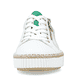 Weiße vegane Rieker Damen Sneaker Low M2945-80 mit einem Reißverschluss. Schuh von vorne.