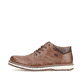 
Karamellbraune Rieker Herren Schnürschuhe 18440-25 mit einer robusten Profilsohle. Schuh Außenseite