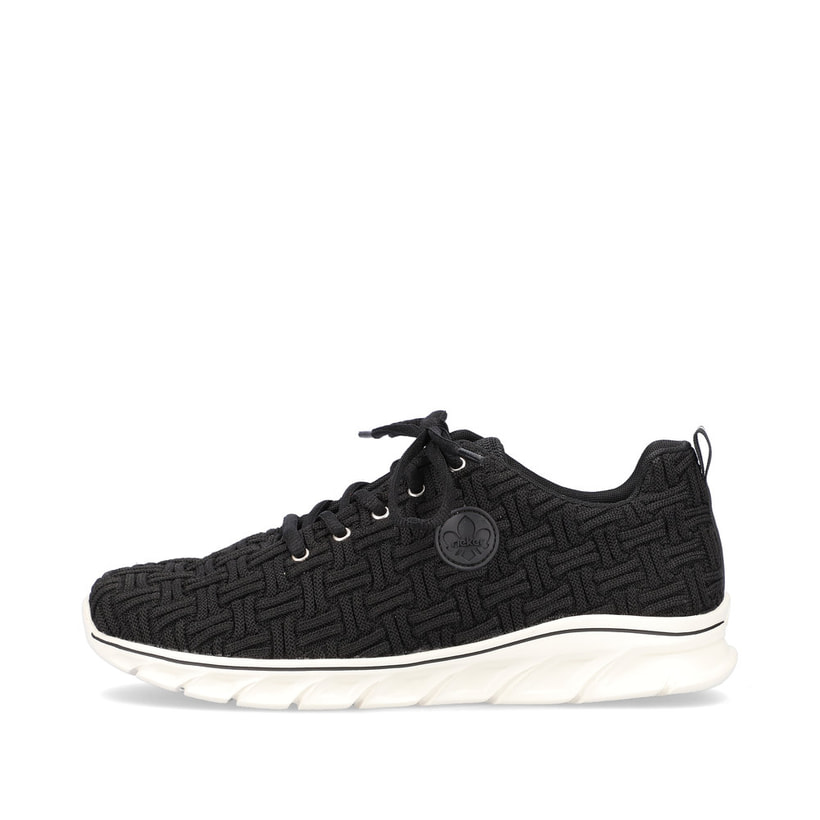 Schwarze Rieker Damen Sneaker Low 54021-00 mit ultra leichter Sohle. Schuh Außenseite.