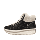 Schwarze Rieker Damen Sneaker High W0961-00 mit TR-Sohle mit weichem EVA-Inlet. Schuh Außenseite.