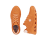 Orangene Rieker Damen Sneaker Low N5202-38 mit flexibler Sohle. Schuh von oben, liegend.