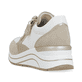 Lehmbeige vegane remonte Damen Sneaker D0T01-80 mit Reißverschluss. Schuh von hinten.