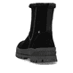 Schwarze Rieker Damen Kurzstiefel W2172-00 mit griffiger Fiber-Grip Sohle. Schuh von hinten.