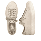 Hellbeige Rieker Damen Sneaker Low L9800-80 mit einer Schnürung. Schuh von oben, liegend.