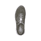 
Grüngraue Rieker Damen Slipper 48163-52 mit Gummizug sowie einer robusten Profilsohle. Schuh von oben