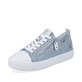
Eisblaue remonte Damen Sneaker D0917-10 mit einer besonders leichten Sohle. Schuh seitlich schräg