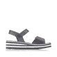 Tiefschwarze Rieker Damen Keilsandaletten V02S8-00 mit einem Keilabsatz. Schuh Innenseite