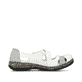 Weiße Rieker Damen Slipper 46367-80 mit einem Klettverschluss. Schuh Innenseite.