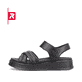 Schwarze Rieker EVOLUTION Damen Sandalen W0801-00 mit einer schockabsorbierenden Sohle. Schuh Außenseite.