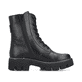 Mattschwarze Rieker Damen Biker Boots Y3354-00 mit Perlenschmuck. Schuh Innenseite.