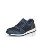 Blaue Rieker Herren Sneaker Low B9006-14 mit Reißverschluss sowie Extraweite H. Schuh seitlich schräg.