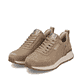 Braune Rieker Damen Sneaker Low W0603-20 mit einer leichten und griffigen Sohle. Schuhpaar seitlich schräg.