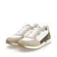 Beige Rieker Herren Sneaker Low U0307-80 mit einer griffigen und leichten Sohle. Schuhpaar seitlich schräg.