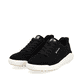 Schwarze Rieker Herren Sneaker Low U1101-00 mit super leichter Sohle. Schuhpaar seitlich schräg.